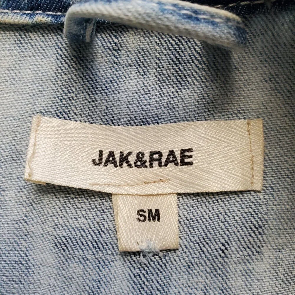 Jak & Rae Acid Wash Saks 5th Ave Very Rare Vintage Y2K Jean Jacket Patches S